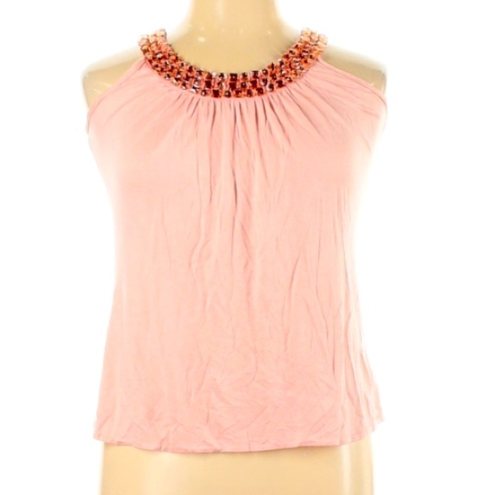 B’leev Jeweled collar baby doll swing tank top xl pink
